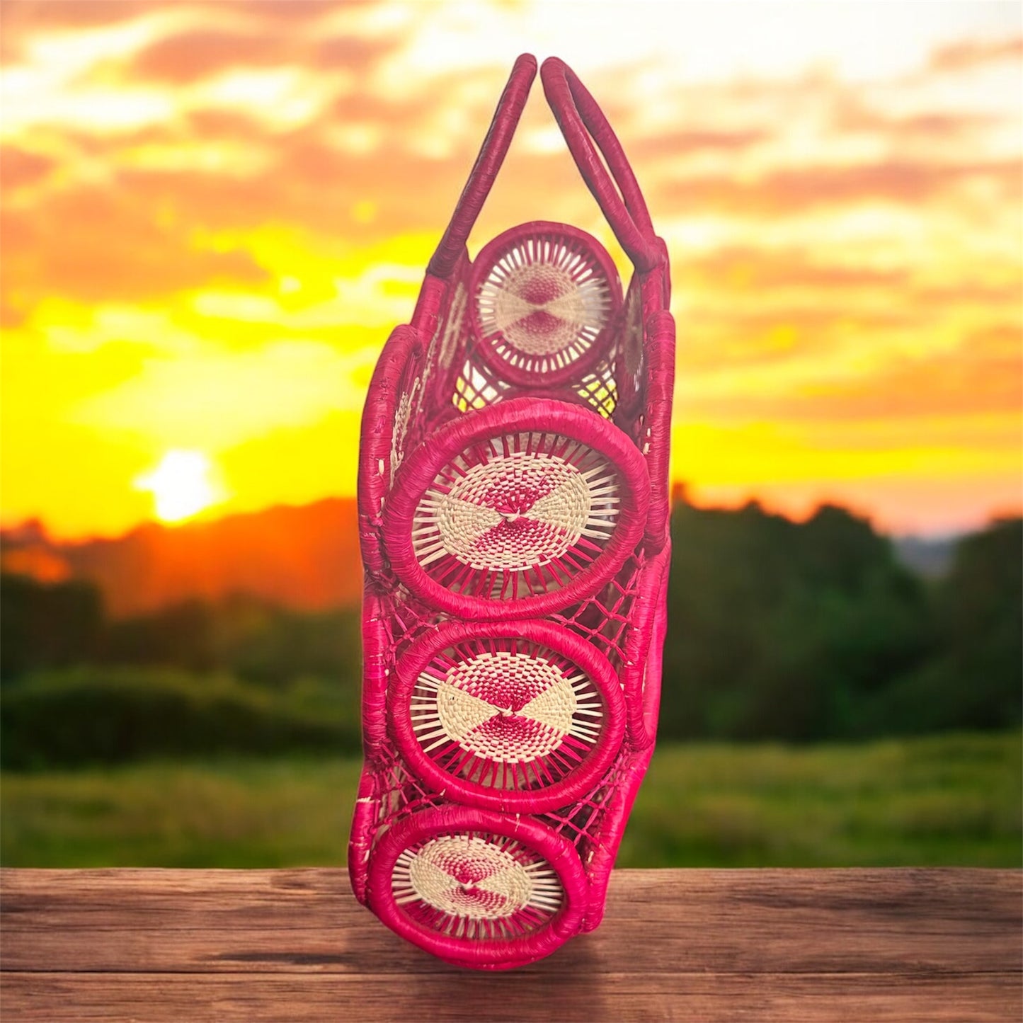 Handwoven Raffia Hoop Bag