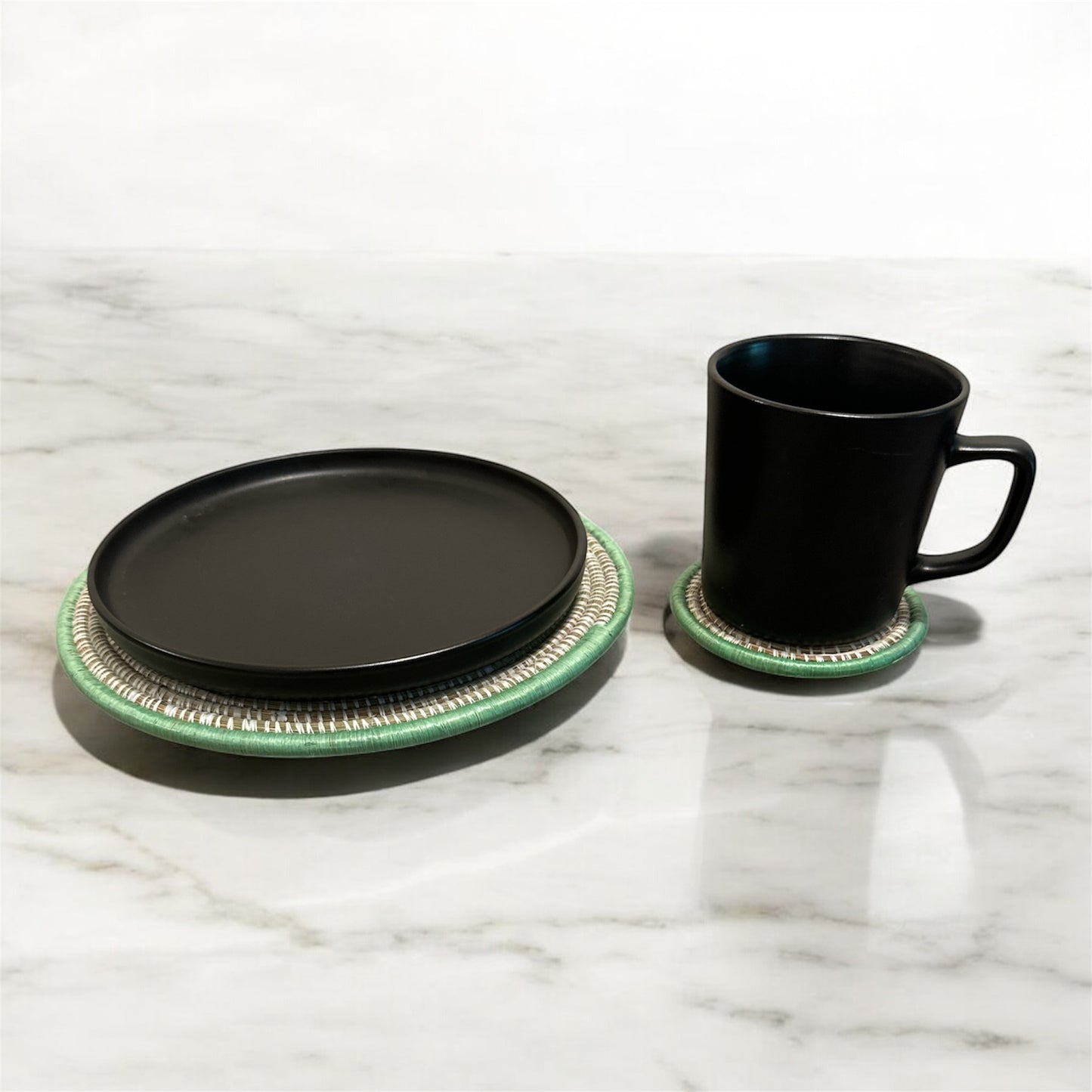 12-Piece Handcrafted Dining Set – Table Mats & Coasters with Matching Storage Baskets | Made in Uganda