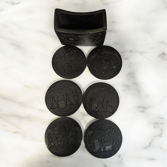 6-Piece Handcrafted Wooden Animal Coaster Set – Cutout or Engraved Design