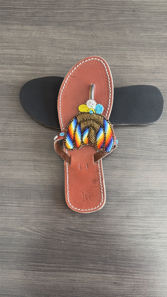 Women’s African Maasai Summer Beaded Sandals Size 9.5