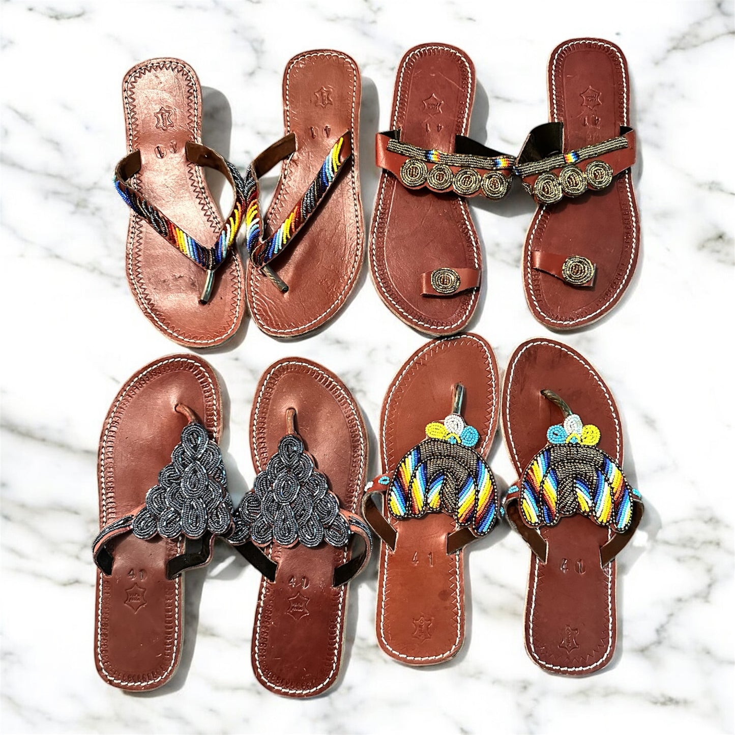 Women’s African Maasai Summer Beaded Sandals Size 9.5