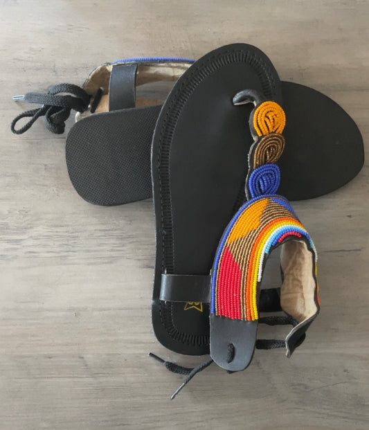 Women’s African Maasai Summer Beaded Gladiator Sandals Size 6