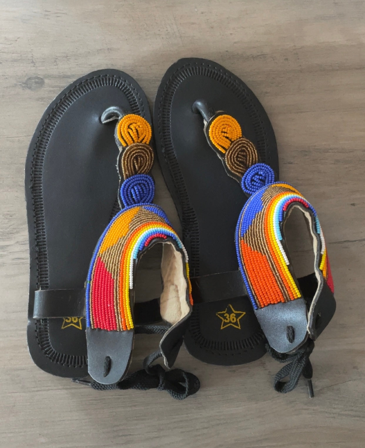Women’s African Maasai Summer Beaded Gladiator Sandals Size 6
