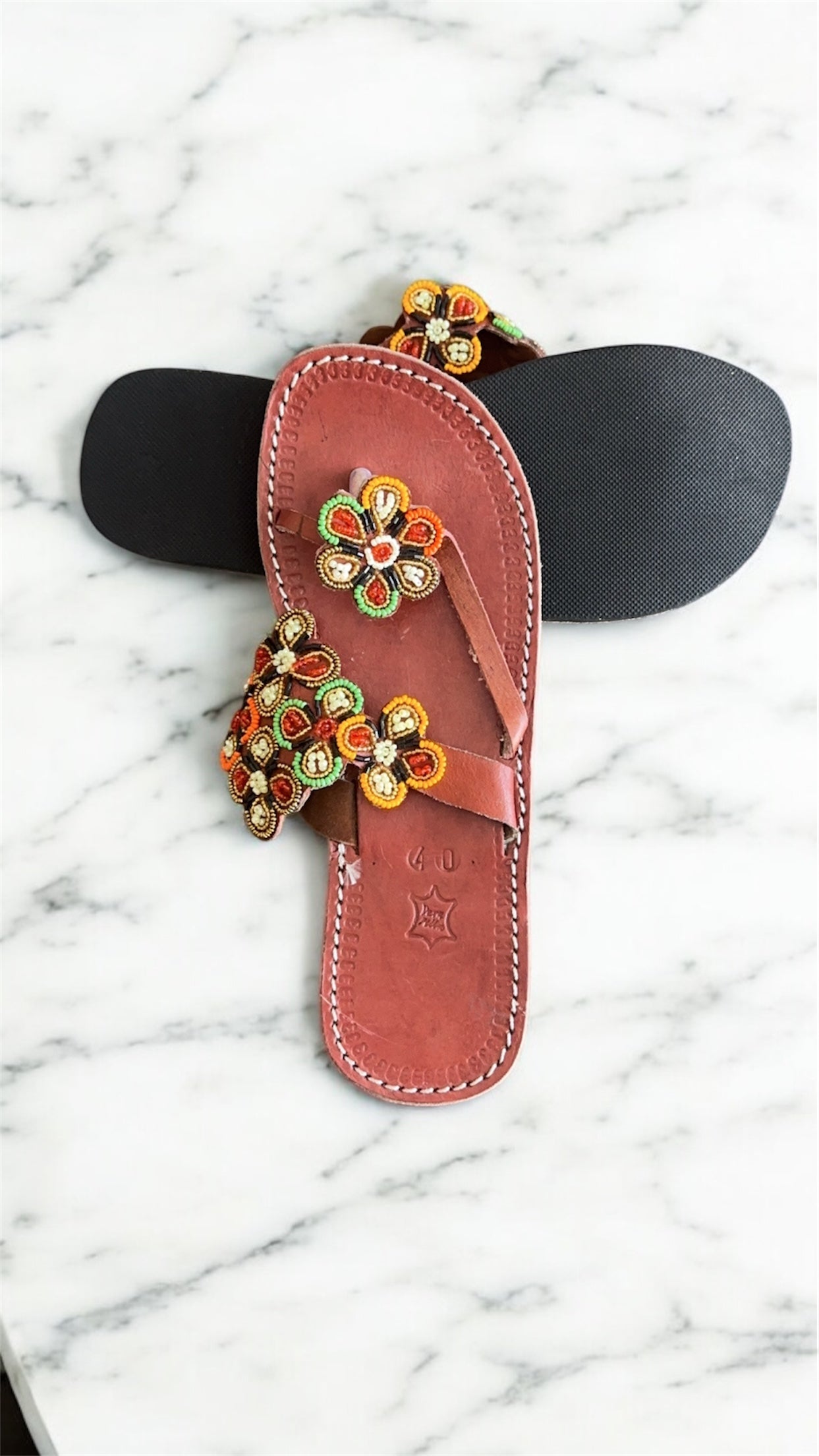 Women’s African Maasai Summer Beaded Sandals Size 9