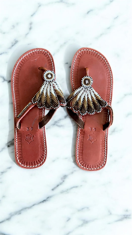 Women’s African Maasai Summer Beaded Sandals Size 8.5
