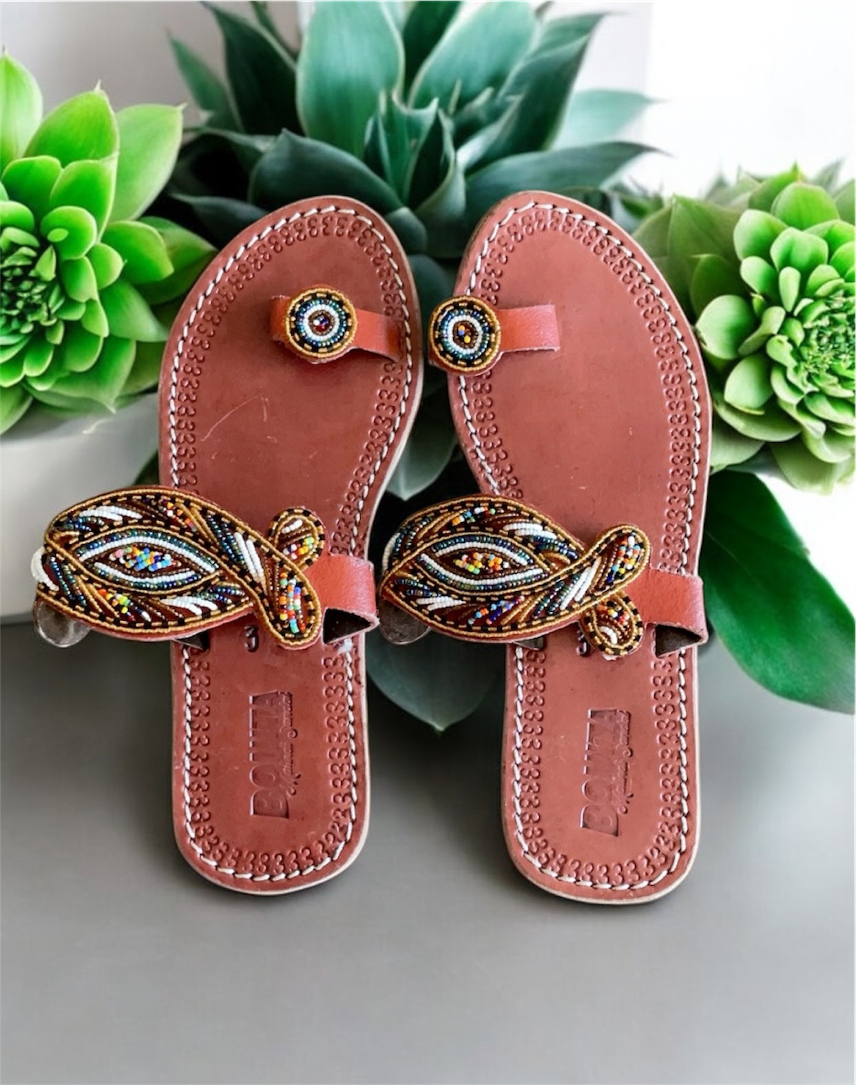 Women’s African Maasai Summer Beaded Sandals Size 8.5