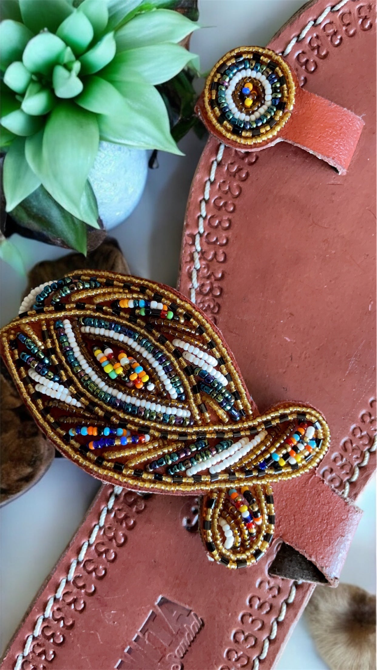 Women’s African Maasai Summer Beaded Sandals Size 8.5