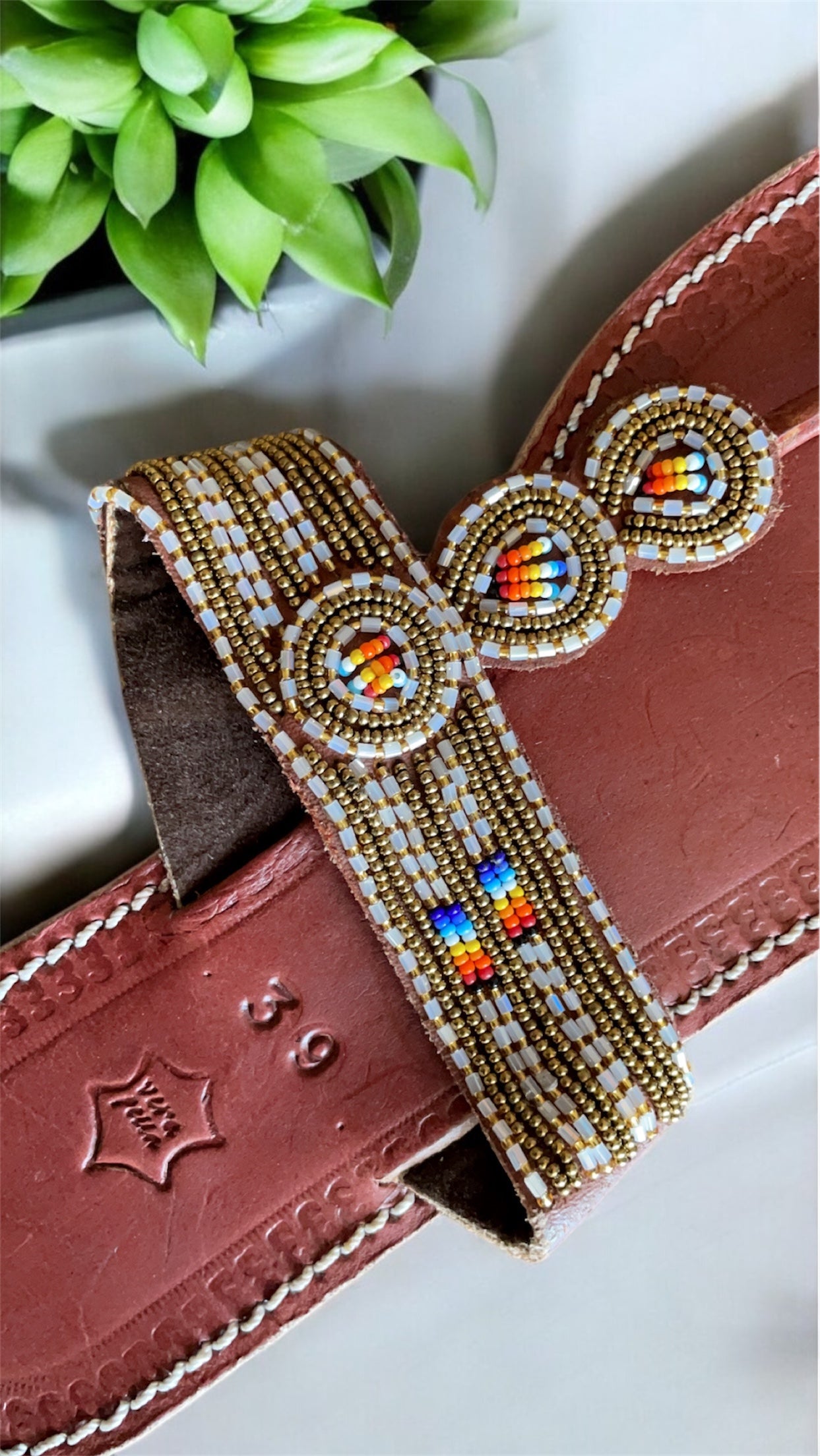 Women’s African Maasai Summer Beaded Sandals Size 8.5