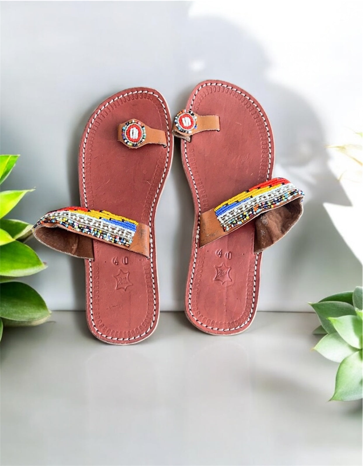 Women’s African Maasai Summer Beaded Sandals Size 9