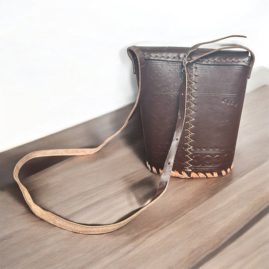 Ugandan Handmade Structured Leather Shoulder Bag