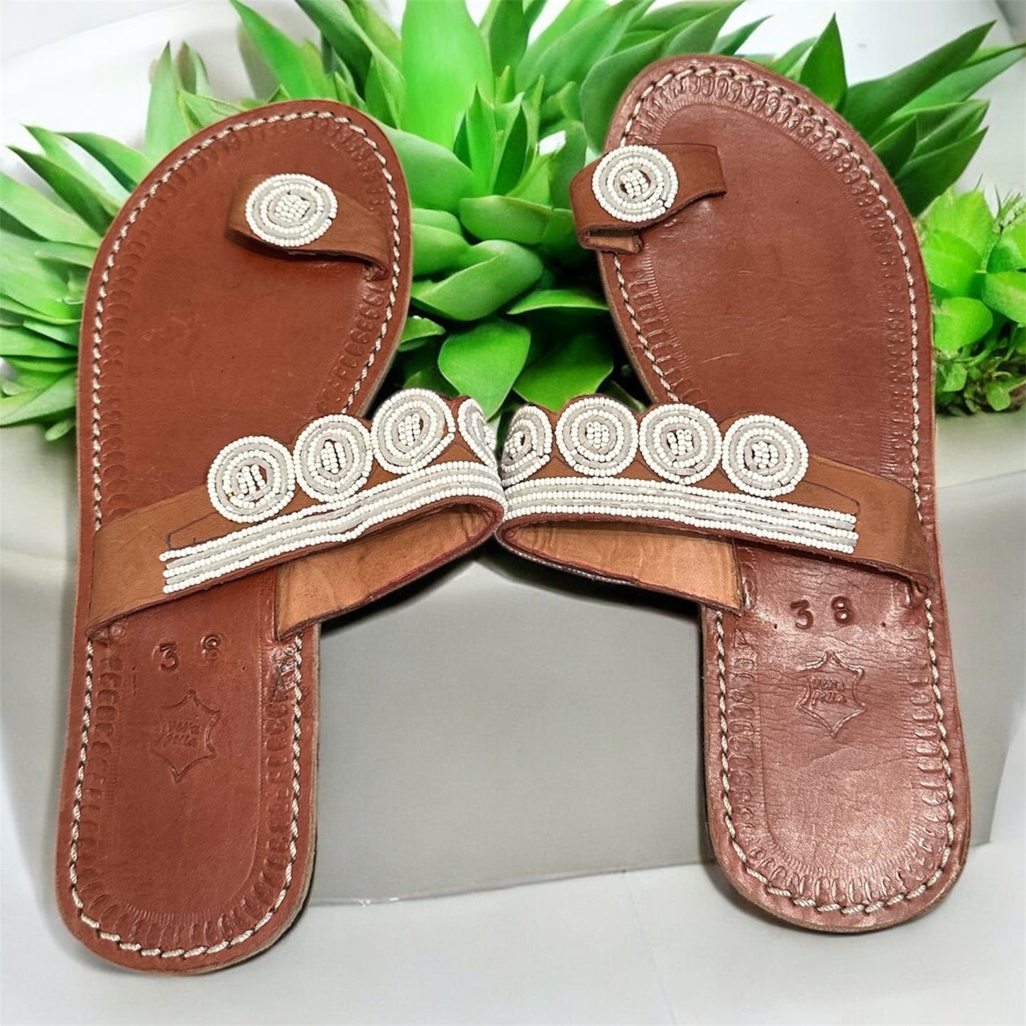 Women’s African Maasai Summer Beaded Sandals Size 7.5