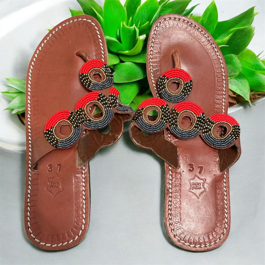 Women’s African Maasai Summer Beaded Sandals Size 6.5