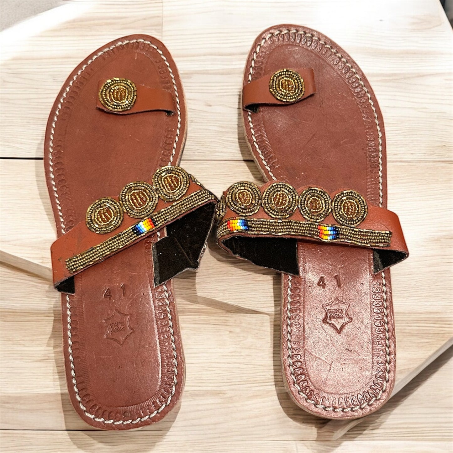 Women’s African Maasai Summer Beaded Sandals Size 9.5