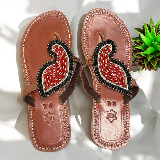 Women’s African Maasai Summer Beaded Sandals Size 7.5