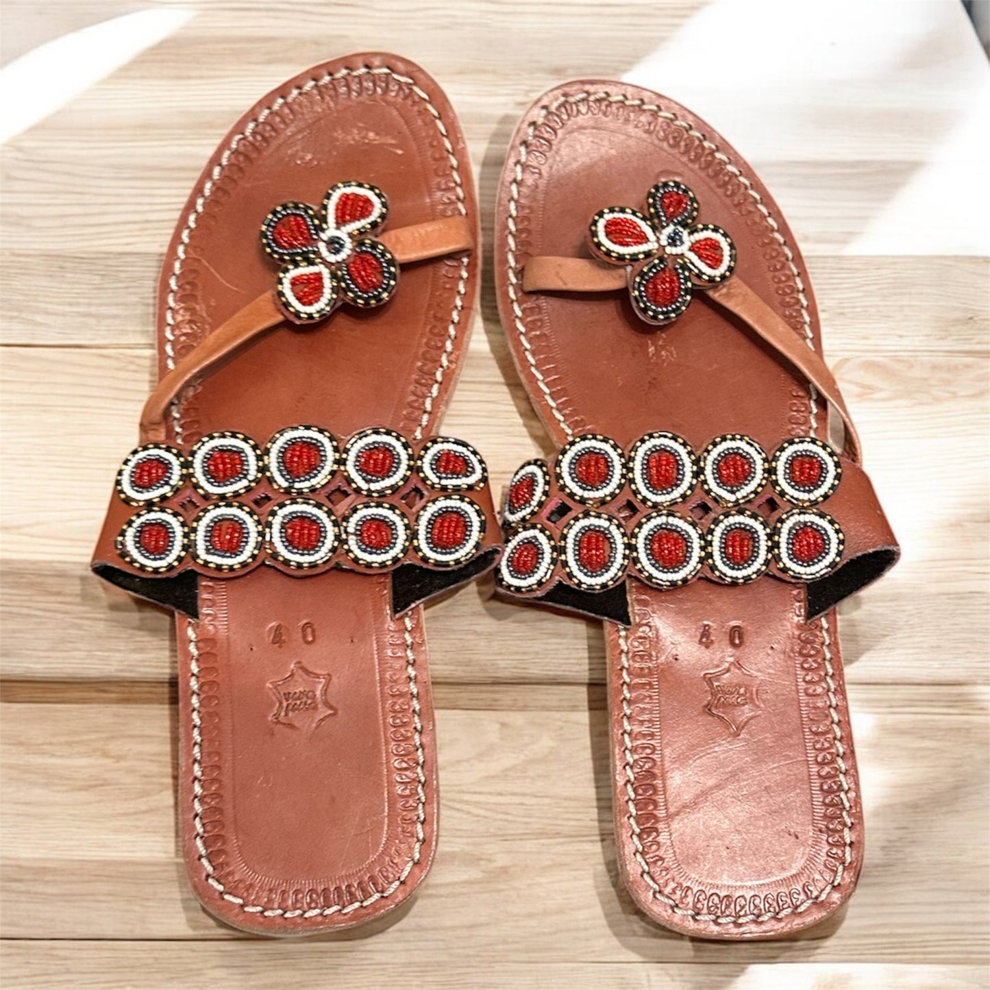 Women’s African Maasai Summer Beaded Sandals Size 9