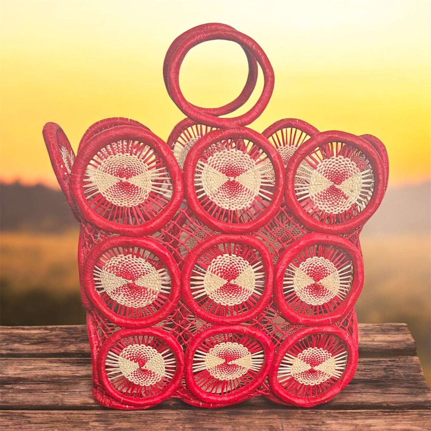 Handwoven Raffia Hoop Bag