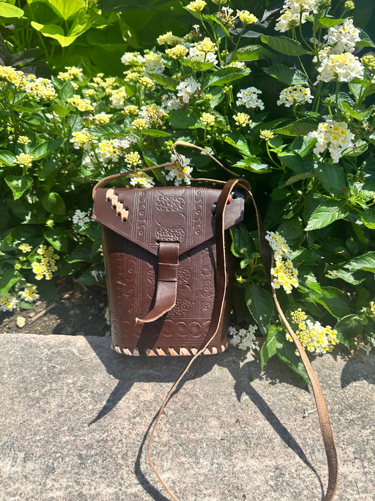 Ugandan Handmade Structured Leather Shoulder Bag