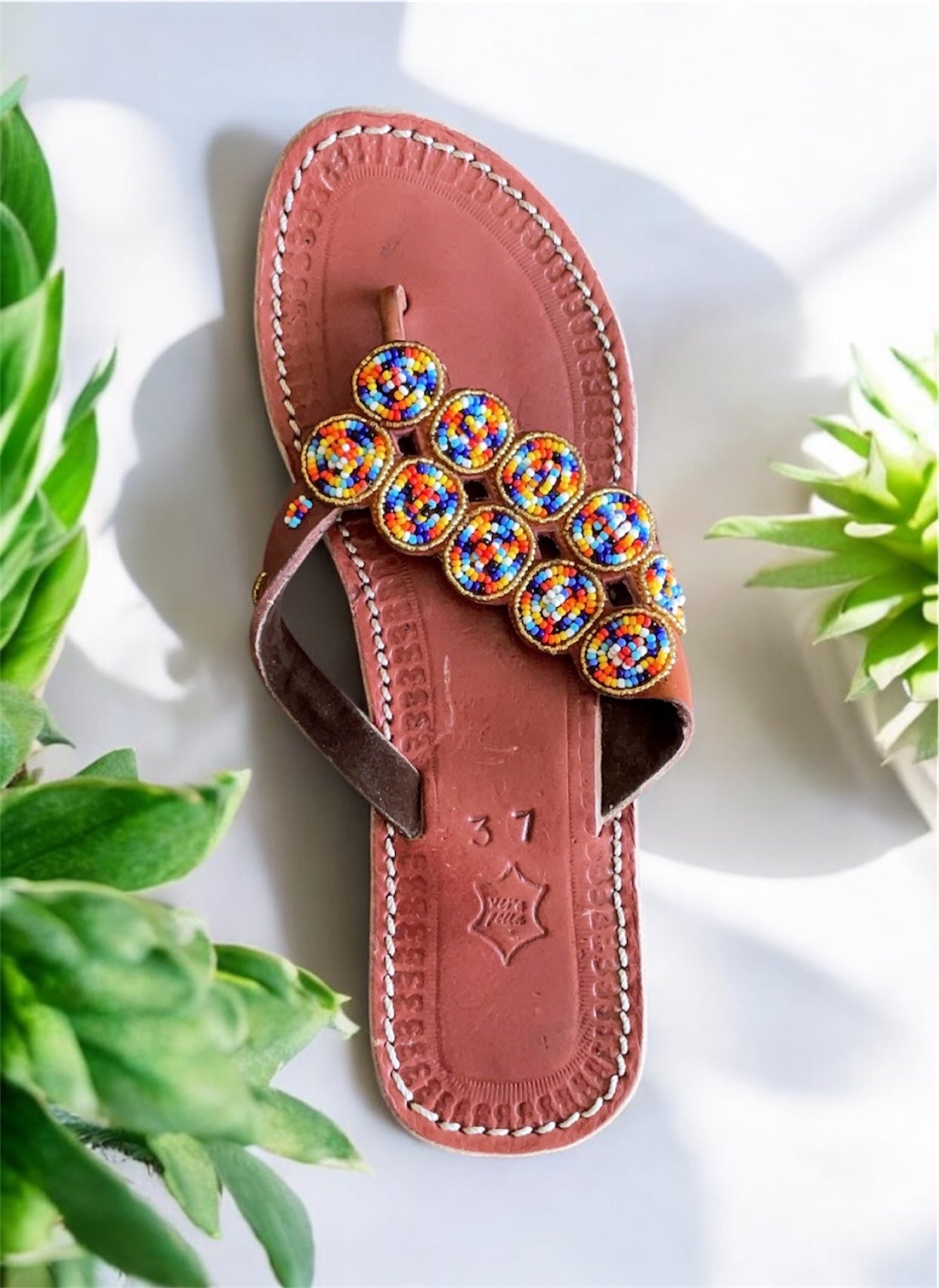 Women’s African Maasai Summer Beaded Sandals Size 6.5