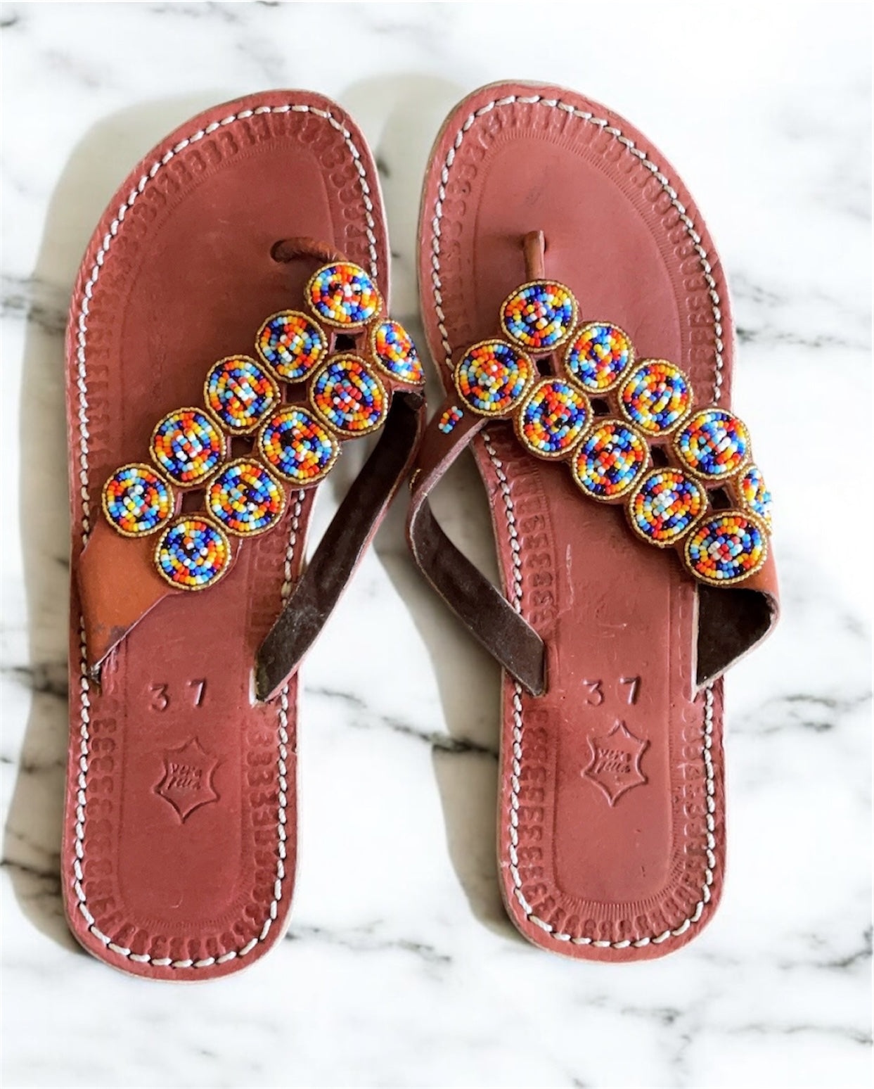 Women’s African Maasai Summer Beaded Sandals Size 6.5