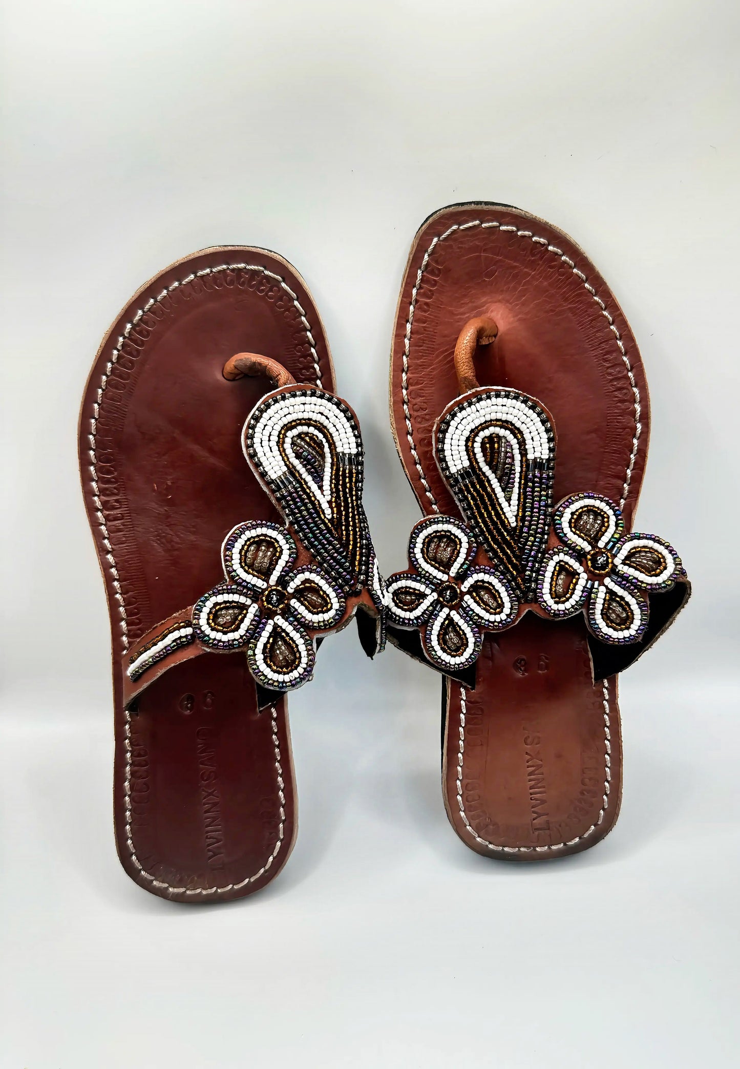 Women’s African Maasai Beaded Sandals Size 6 - Handmade Leather Boho Shoes