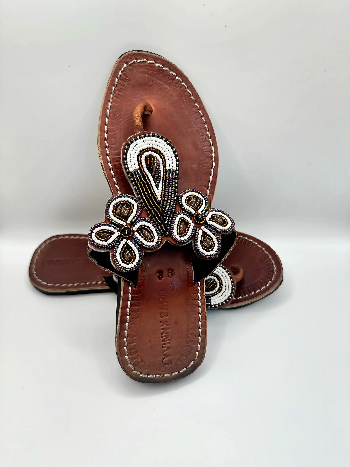 Women’s African Maasai Beaded Sandals Size 6 - Handmade Leather Boho Shoes