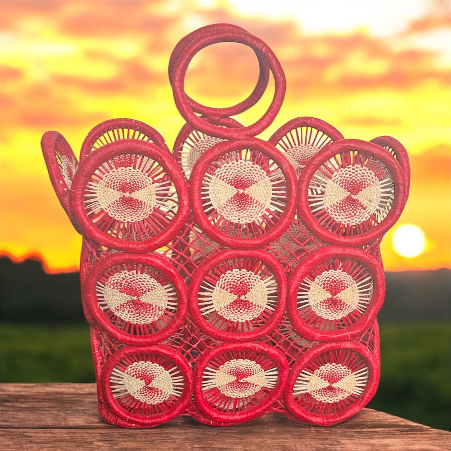 Handwoven Raffia Hoop Bag