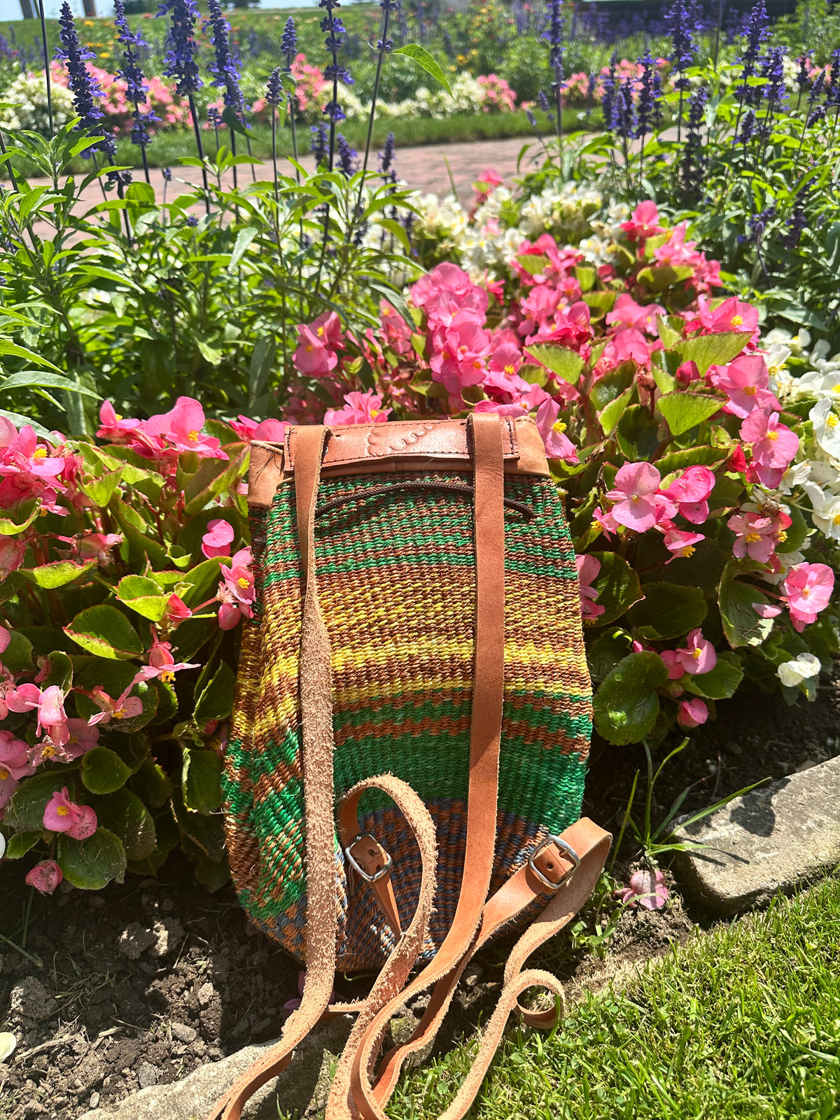 Handmade Rope Backpack With Leather Straps