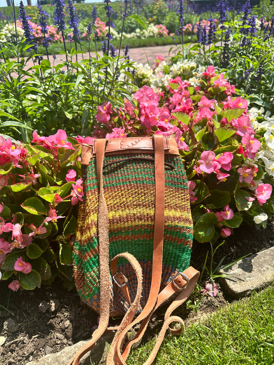 Handmade Rope Backpack With Leather Straps