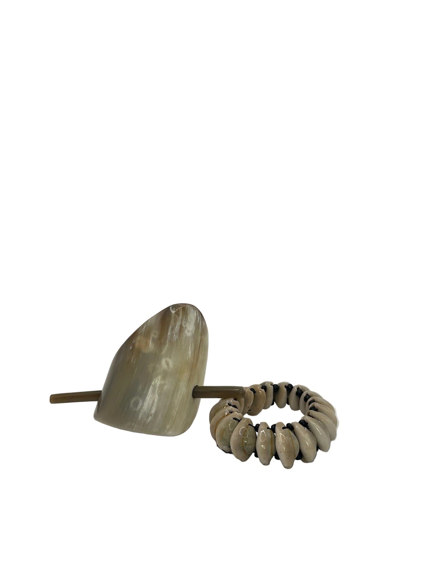 Upcycled Cow Horn Hair Barrette and Cowrie Shell Bracelet Gift Bundle | Minimalist East African Jewelry Set