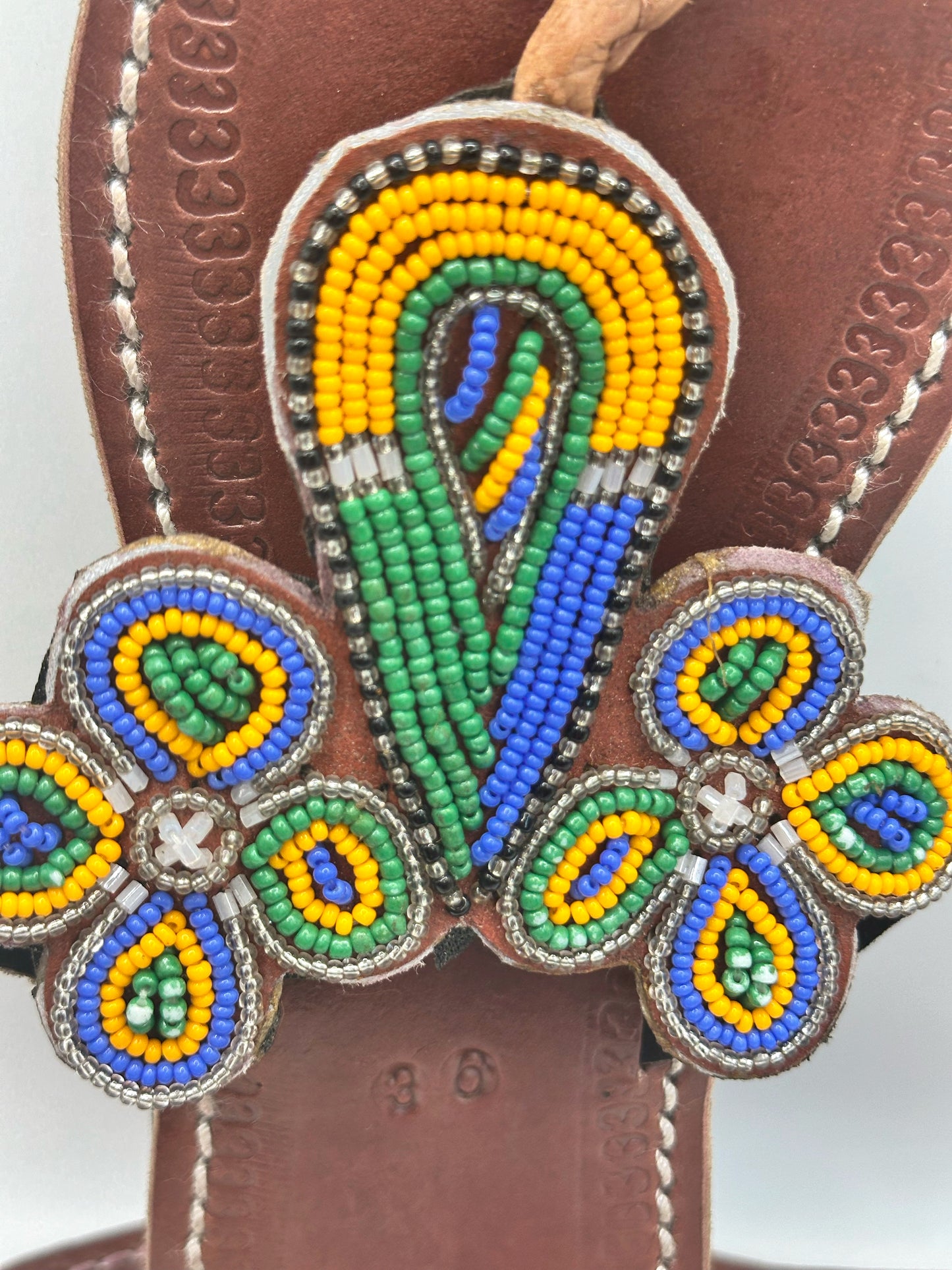 Women’s African Maasai Beaded Sandals Size 6 - Handmade Leather Boho Shoes
