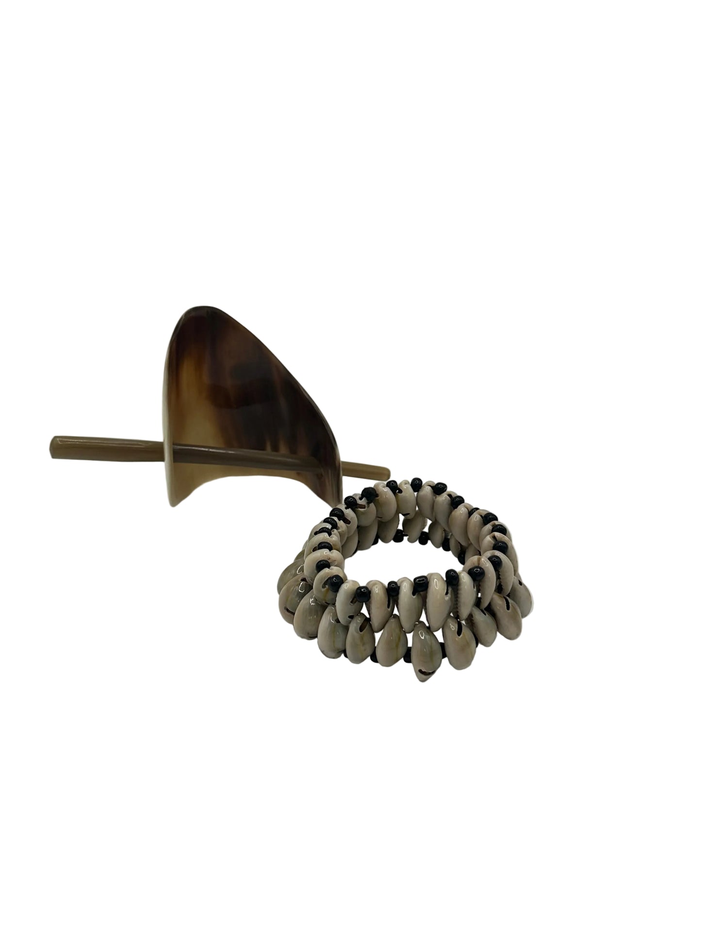 Upcycled Cow Horn Hair Barrette and Cowrie Shell Bracelet Gift Bundle | Minimalist East African Jewelry Set