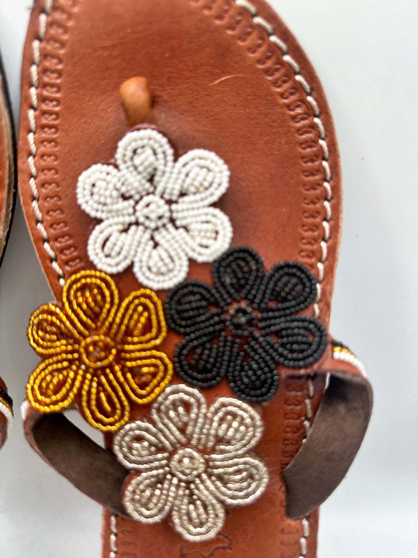 Women’s African Maasai Beaded Sandals Size 6.5 - Handmade Leather Boho Shoes
