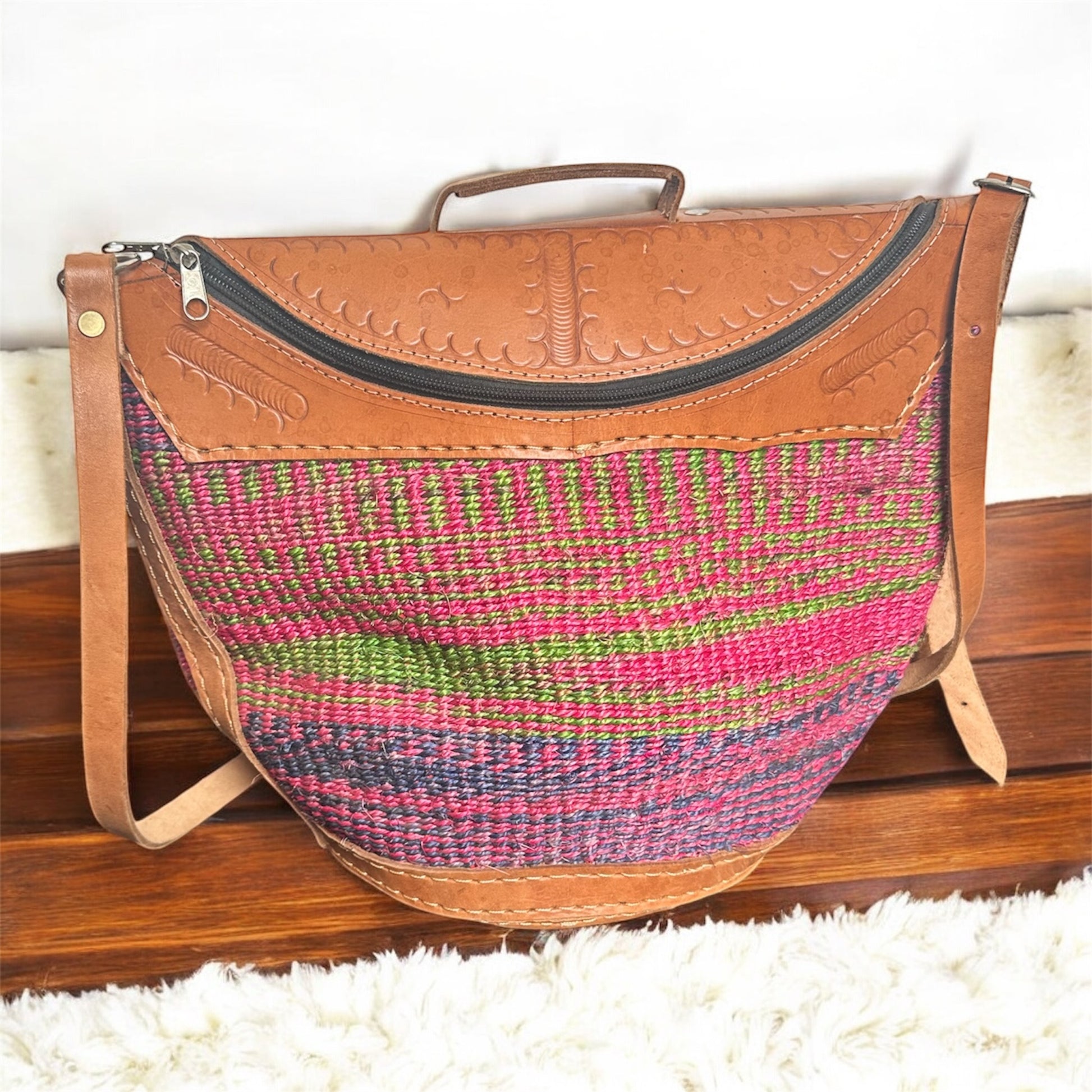 Handmade Rope Bag With Leather Straps – Leviartdesigns