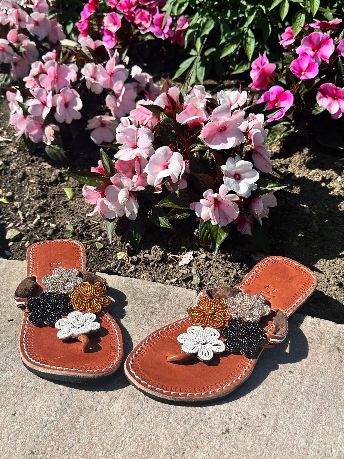 Women’s African Maasai Beaded Sandals Size 6.5 - Handmade Leather Boho Shoes