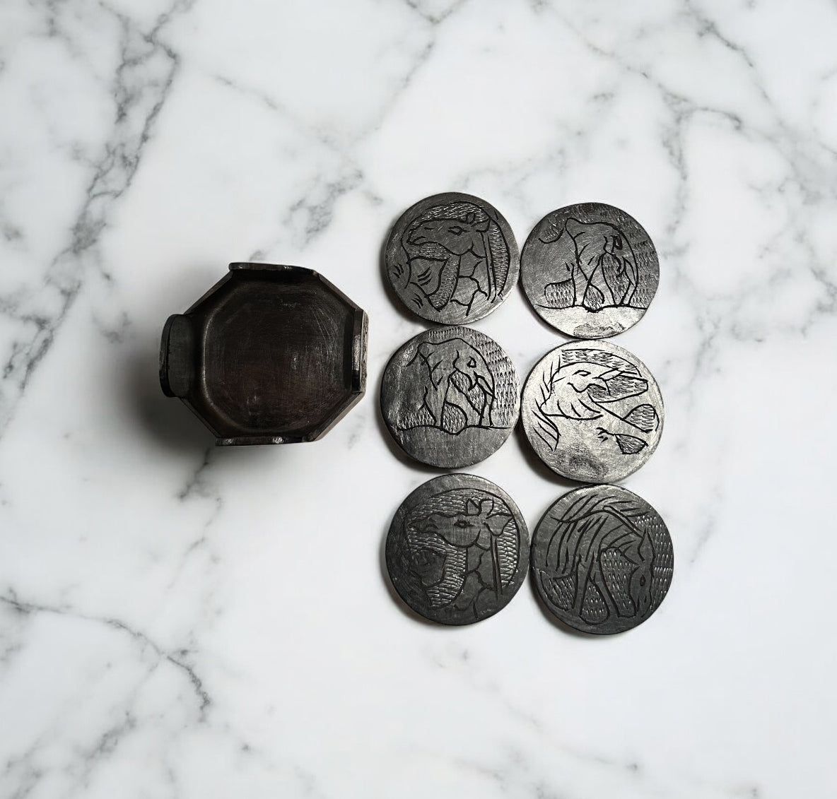 6-Piece Handcrafted Wooden Animal Coaster Set – Cutout or Engraved Design