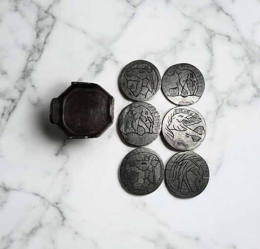 6-Piece Handcrafted Wooden Animal Coaster Set – Cutout or Engraved Design