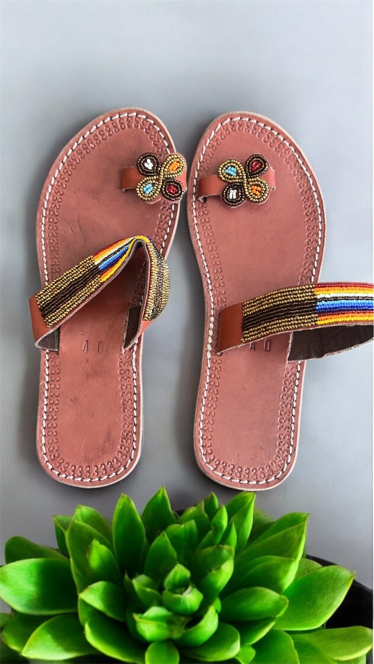 Women’s African Maasai Summer Beaded Sandals Size 9