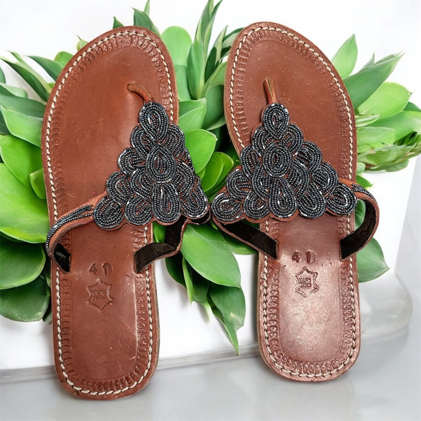 Women’s African Maasai Summer Beaded Sandals Size 9.5