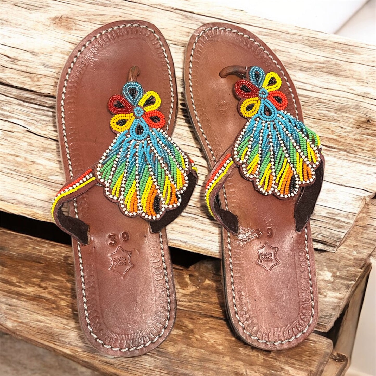 Women’s African Maasai Summer Beaded Sandals Size 8.5