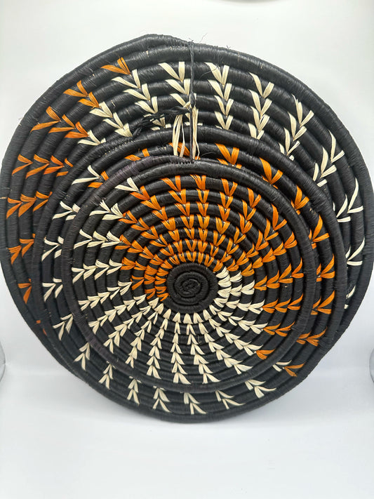 Set of 3 African Wall Decor, Woven Wall Baskets, Decorative Wall Hanging Baskets